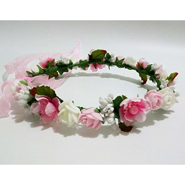 Hippie Flowers Hairband Crown Headdress Roses Power Garland 60s One Size